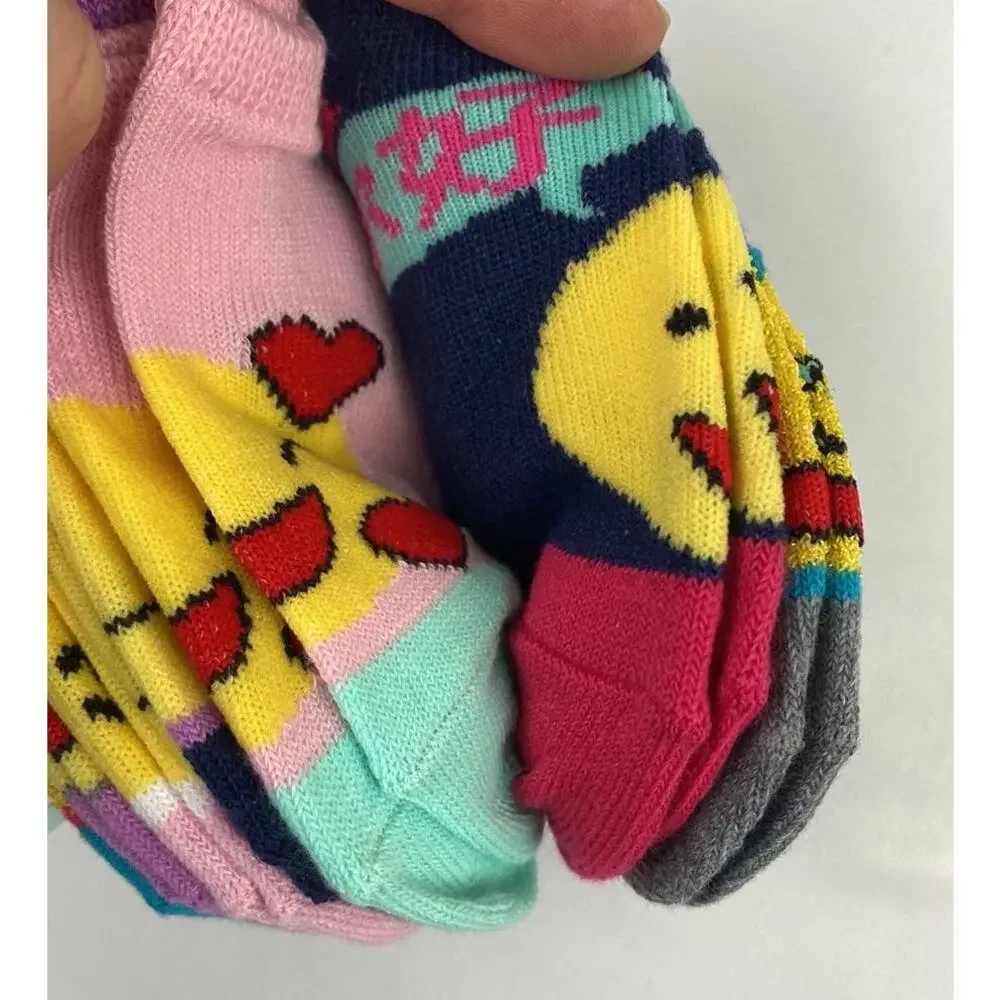 Cat & Jack Girl's 7 Pack No Show Emoji Socks Sizes S 5 1/2- 8 1/2 shoe size Todd